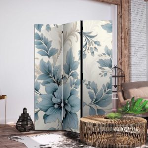 Paravent - Turquoise Flowers in Retro Vibe Floral Ornaments