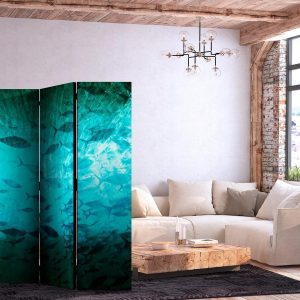 Paravent - Underwater Paradise - Numerous Shoal of Fish in a Beautiful Turquoise-Blue Depth Illuminated by Sunlight