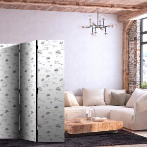 Paravent - Watercolor - Air Show on a Bright Sky with Delicate Clouds