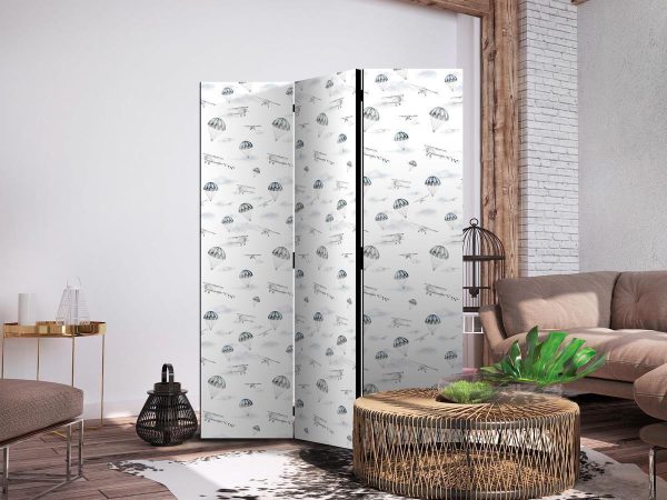 Paravent - Watercolor - Air Show on a Bright Sky with Delicate Clouds