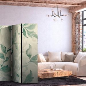 Paravent - Watercolor Botanical Motif - Delicate Green and Beige Leaves