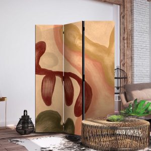 Paravent - Worn Figures - Shapes in Lime Wash Technique in Warm Colors