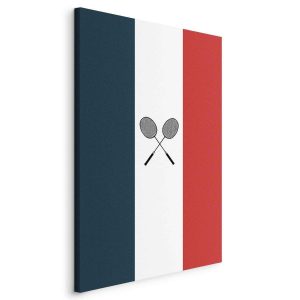 Tableau - Black Badminton Rackets Against the Backdrop of the French Flag