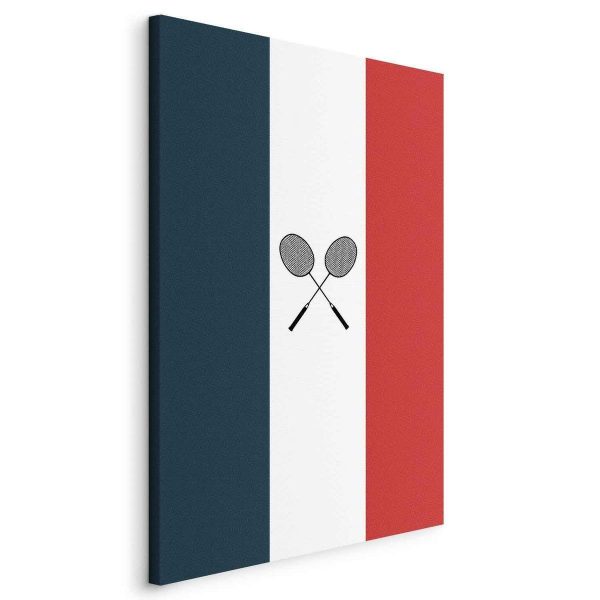 Tableau - Black Badminton Rackets Against the Backdrop of the French Flag