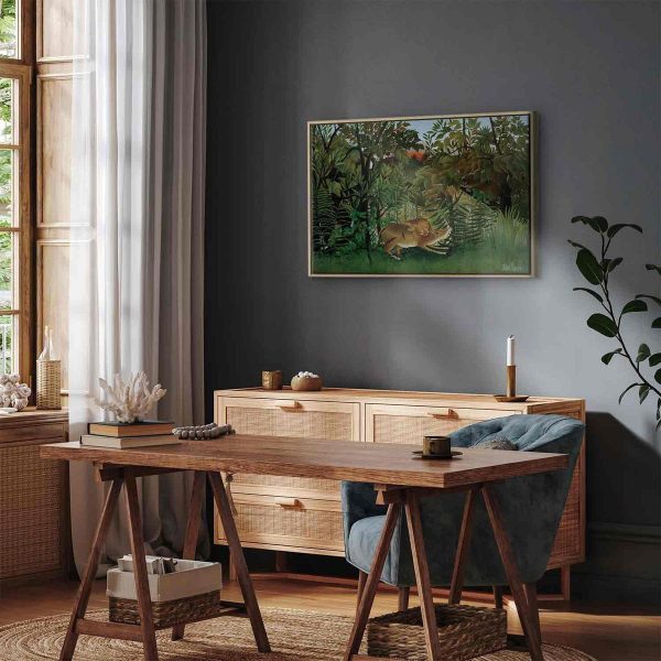 Tableau - Le Lion ayant faim se jette sur l'Antilope (Henri Rousseau)