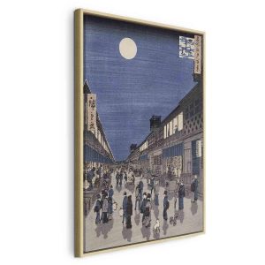 Tableau - Night time view of Saruwaka Street from 'Meisho Edo Hyakkei' (One Hundred Views of Edo) (Utagawa Hiroshige)