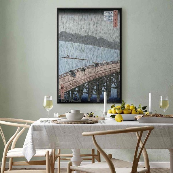 Tableau - Sudden Shower over Shin-Ohashi Bridge and Atake (Ohashi Atake no Yudachi) from the series 'Meisho Edo Hyakkei' (One Hundred Famous Views of Edo) (Utagawa Hiroshige)