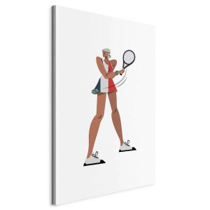 Tableau - Tennis Player With a Racket on a Light Background - Illustration
