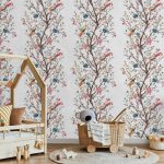 Tapisserie murale - Birds on a Flowering Twig