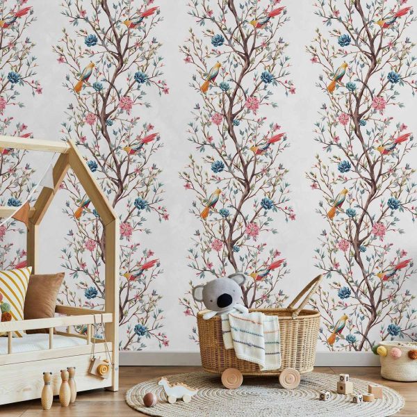 Tapisserie murale - Birds on a Flowering Twig