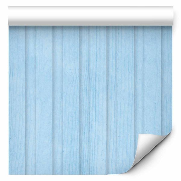 Tapisserie murale - Blue Panels - Wooden planks in a pastel blue shade
