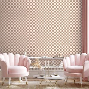 Tapisserie murale - Checkerboard Pattern - Brown-White Grid with a Subtle Noise