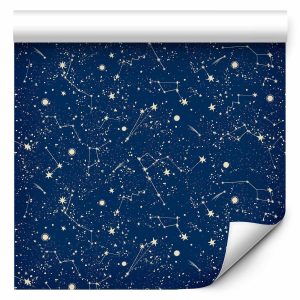 Tapisserie murale - Cosmic Inspirations - Pattern with Stars and Constellations on a Dark Background