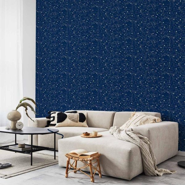 Tapisserie murale - Cosmic Inspirations - Pattern with Stars and Constellations on a Dark Background