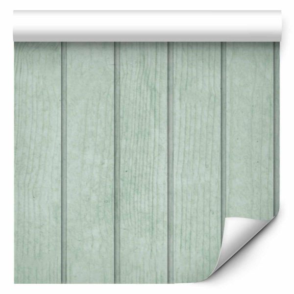 Tapisserie murale - Delicate Wood - Vertical stripes in a pastel green shade