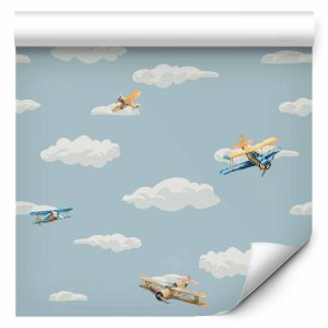 Tapisserie murale - Illustration - Yellow-blue airplanes against a blue sky
