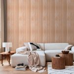Tapisserie murale - Light Wood - Vertical panels in a warm beige shade