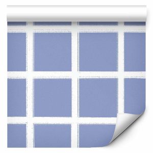 Tapisserie murale - Lines and Symmetry - Expressive White Grid on a Blue Background