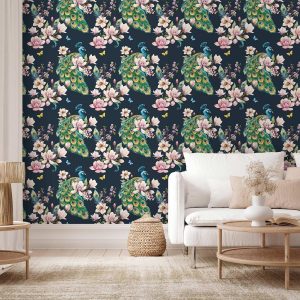 Tapisserie murale - Magnolias and Peacocks