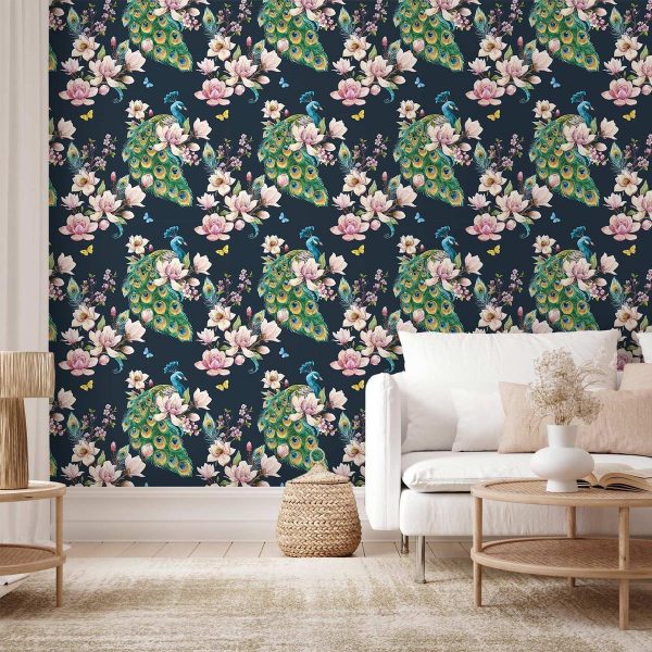 Tapisserie murale - Magnolias and Peacocks