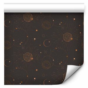 Tapisserie murale - Night Sky - Artistic Composition of Suns and Planets on a Black Background