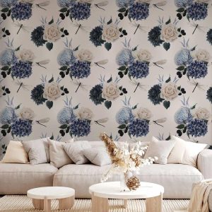 Tapisserie murale - Roses and Hydrangeas