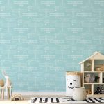 Tapisserie murale - Sketch - Outline of an airplane in white on a turquoise background