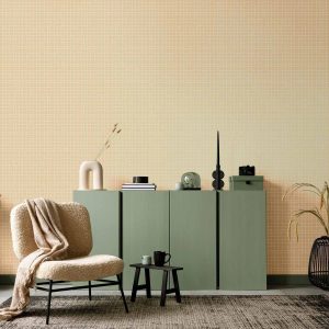 Tapisserie murale - Waving Lines - Creamy Grid on a Noisy Pastel Background