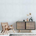 Tapisserie murale - Wooden Texture - Symmetrical vertical lines on a white background