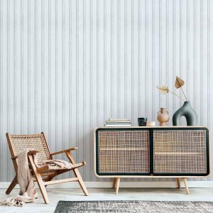 Tapisserie murale - Wooden Texture - Symmetrical vertical lines on a white background