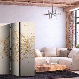 Paravent - Golden Sun and Moon - Artistic Retro Style Illustration