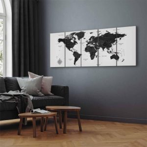 Tableau - Black and White Map (5 Parts) Narrow