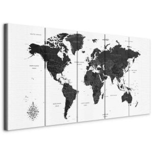 Tableau - Black and White Map (5 Parts) Narrow