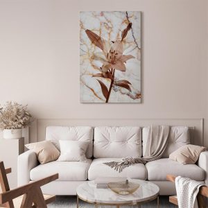 Tableau - Elegance of a Flower (1-part) - Delicate Lily on Marble in Sepia
