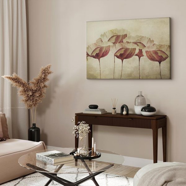 Tableau - Flowers in Beige (1 Part) Wide