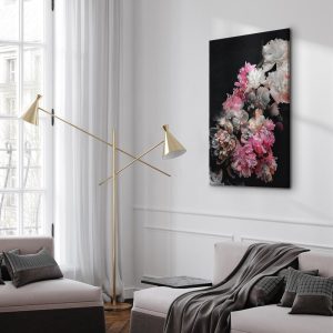 Tableau - Peony Charm (1-part) - Colorful Bouquet on Black Background