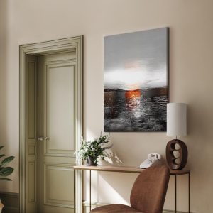 Tableau - Reflection of Colors (1-part) - Sunset in Painted Abstract Background