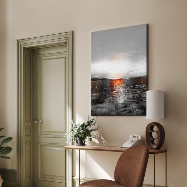 Tableau - Reflection of Colors (1-part) - Sunset in Painted Abstract Background