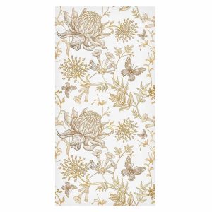 Tapisserie murale - Beige flowers and butterflies on white background