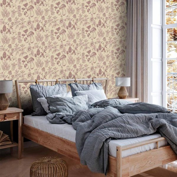 Tapisserie murale - Beige mushrooms and herbs