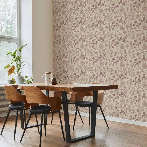 Tapisserie murale - Beige mushrooms and herbs