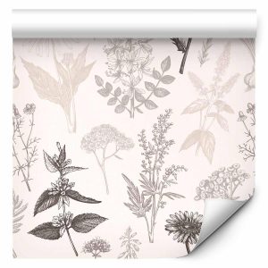 Tapisserie murale - Flowers and herbs in warm greys