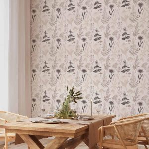 Tapisserie murale - Flowers and herbs in warm greys