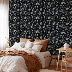 Tapisserie murale - Fragrant flowers and herbs - blue