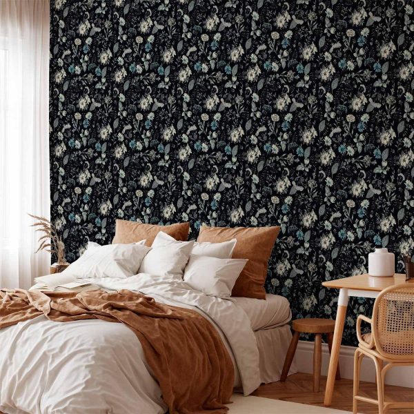 Tapisserie murale - Fragrant flowers and herbs - blue