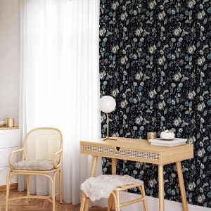 Tapisserie murale - Fragrant flowers and herbs - blue