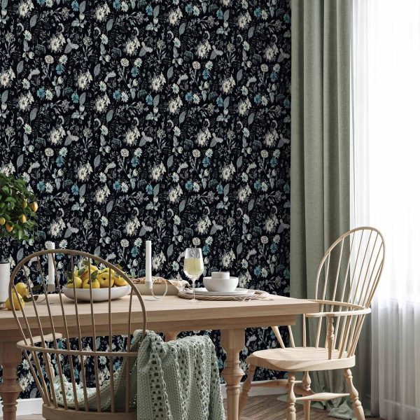 Tapisserie murale - Fragrant flowers and herbs - blue