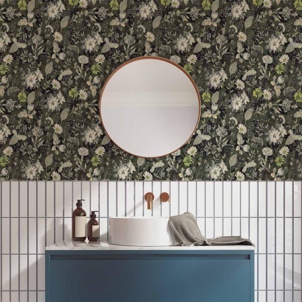 Tapisserie murale - Fragrant flowers and herbs - green