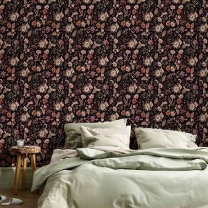 Tapisserie murale - Fragrant flowers and herbs - plum