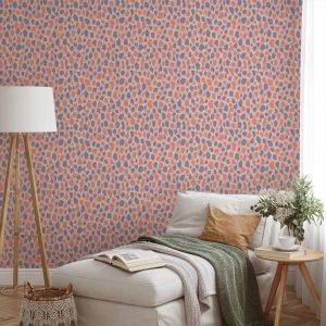 Tapisserie murale - Giraffe Pattern - colorful animal pattern in blue-pink spots